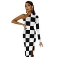 thumbnail image 5 of Mod Checkers Half Dleeve Split Dress evening dresses ladies elegant women"s dresses for wedding women clothes, 5 of 6