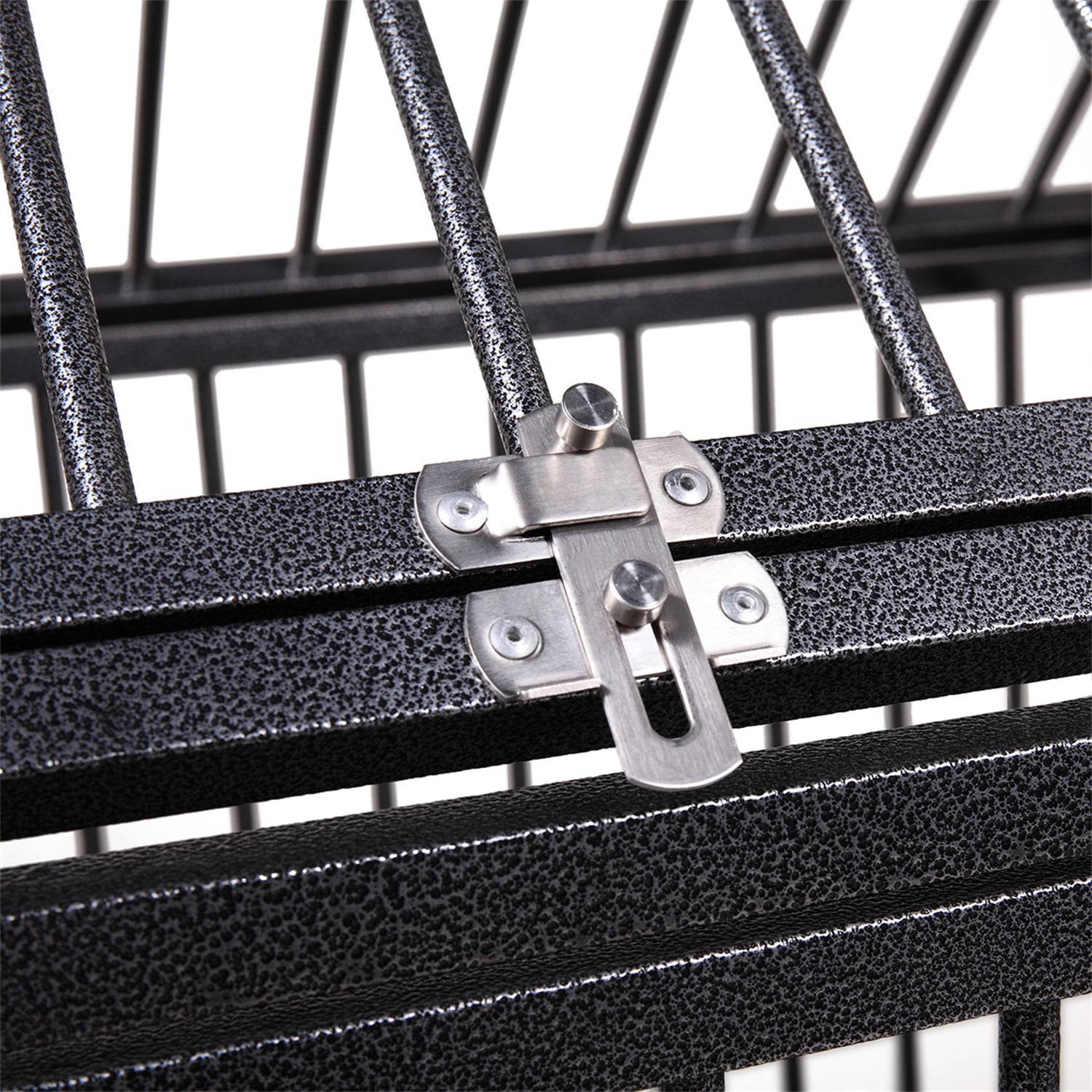 Pefilos 54" Large Dog Cage for Indoor Heavy Duty Metal Dog Crate Kennel with 4 Universal Wheels, Openable Pointed Top and Front Door, Black Pefilos 54" Large Dog Cage for Indoor Heavy Duty Metal Dog Crate Kennel with 4 Universal Wheels, Openable Pointed Top and Front Door, Black