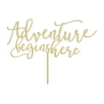 thumbnail image 1 of Adventure Begins Here Custom Rustic Wedding Cake Topper Personalized Cake Topper Cake Decoration 8-9 Inches., 1 of 3