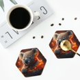 thumbnail image 4 of Yiaed Cute Maple Leaf Koala Print Leather Coasters for Drinks - Cup Coasters Coffee Table Kitchen Table Bar, Home & Office Gifts Handmade Drink Coasters-Hexagon, 4 of 6