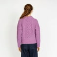thumbnail image 3 of Aran Diamond Crew Neck Sweater For Women, Purple Made By IrelandsEye- Size Small, 3 of 3
