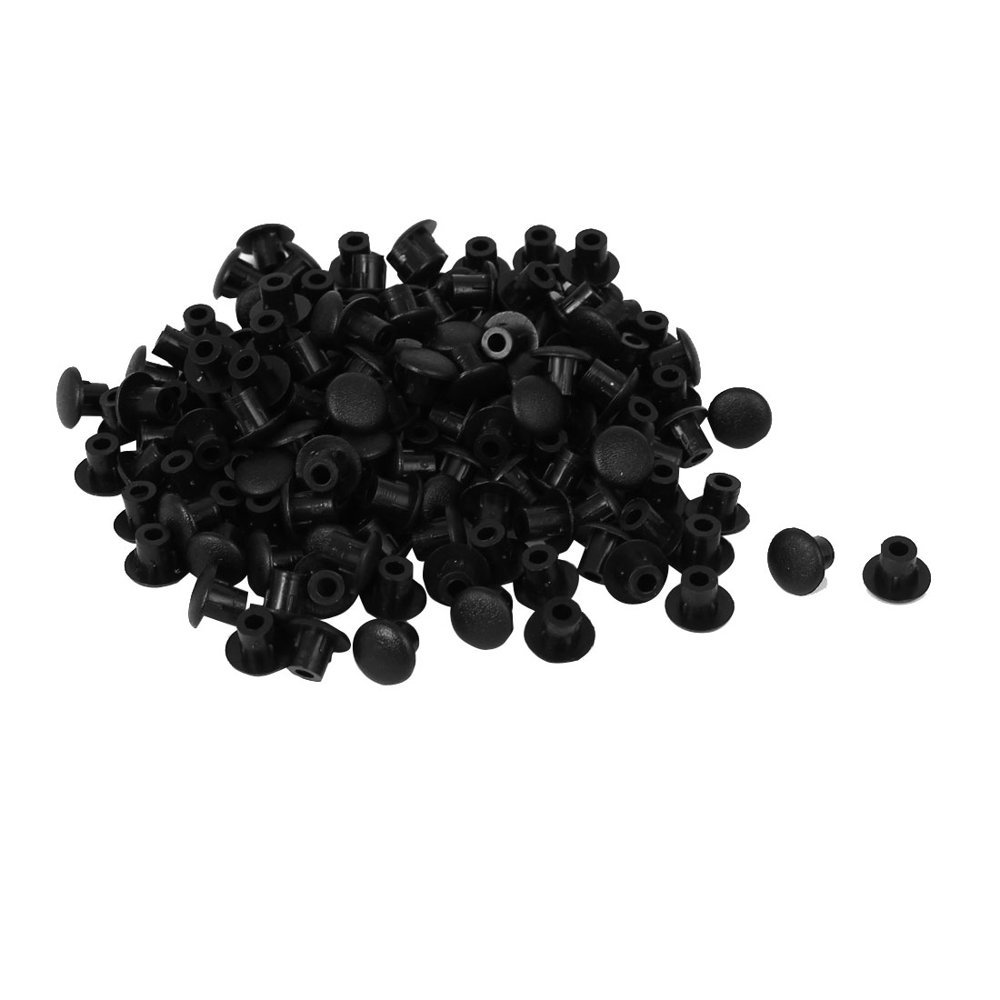Furniture Fittings 5mm Dia Hole Press On Screw Cap Covers Black 100 Pcs