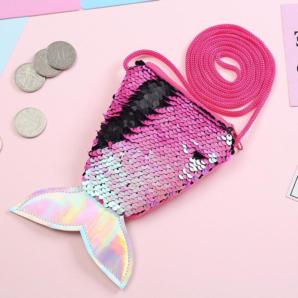 Mermaid Tail Reversible Sequin Drawstring Backpack Bag with Makeup Bag Slap Bracelets and Mermaid Keychain for Women Girls Christmas Crafts Coin Purse Bag 