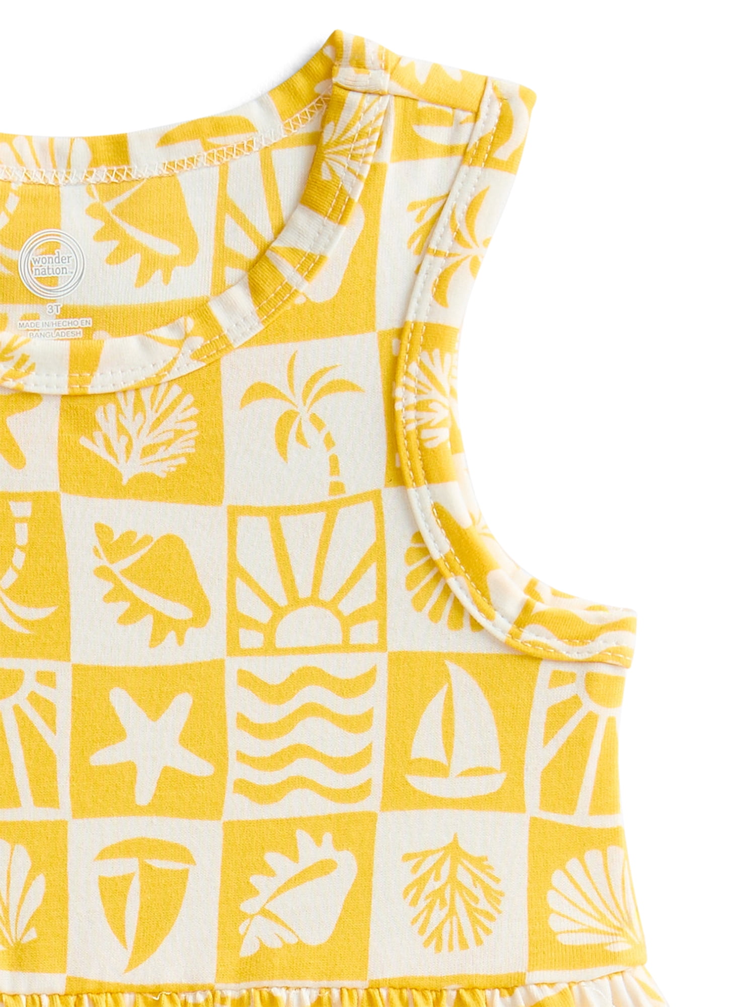 Wonder Nation Toddler Girls Sleeveless Knit Tank Play Dress, Sizes 12M–5T