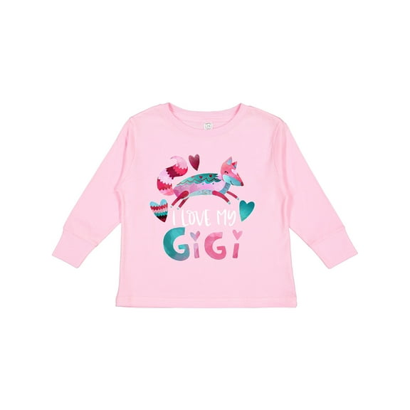 Inktastic I Love My Gigi Pink and Blue Fox with Hearts Boys or Girls Long Sleeve Toddler T-Shirt