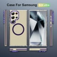 thumbnail image 4 of ELEHOLD Clear Frosted Rugged Case For Samsung Galaxy S23 Ultra Magnetic Shockproof Cover, MagSafe Compatible, Skin-Friendly, With Metal Lens Protection Frame Kickstand, Purple, 4 of 9