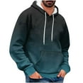 thumbnail image 2 of Qulqfy Fall Mens Hoodie Pullover Green Casual Long Sleeve Gradient Hooded Sweatshirts with Kangaroo Pocket Men's Sweatshirts L, 2 of 5