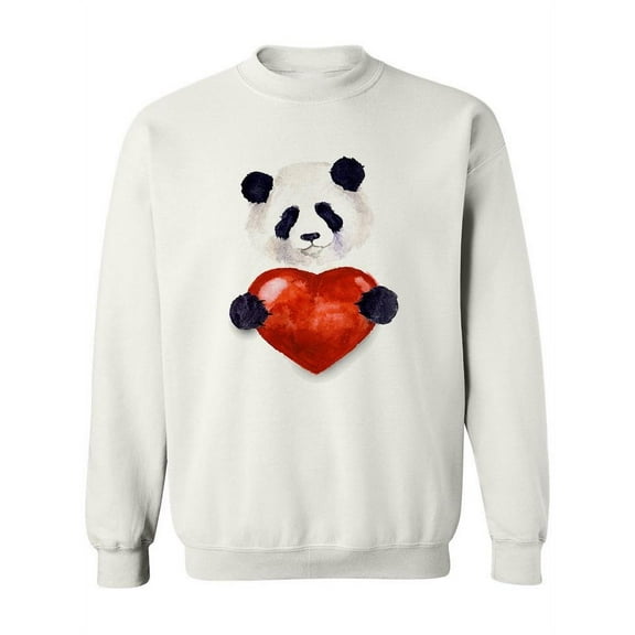 Cute Panda Holding A Heart Sweatshirt Women -Image by Shutterstock, Female Medium
