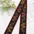 thumbnail image 3 of About 50 Yards Black Red Floral Jacquard Ribbon Trim Vintage Nylon Ethnic Embroidery Boho Ribbons Flower Woven Lace Trim Fabric for Sewing Making Crafts Clothes DIY Embellishment Supply, 3 of 5