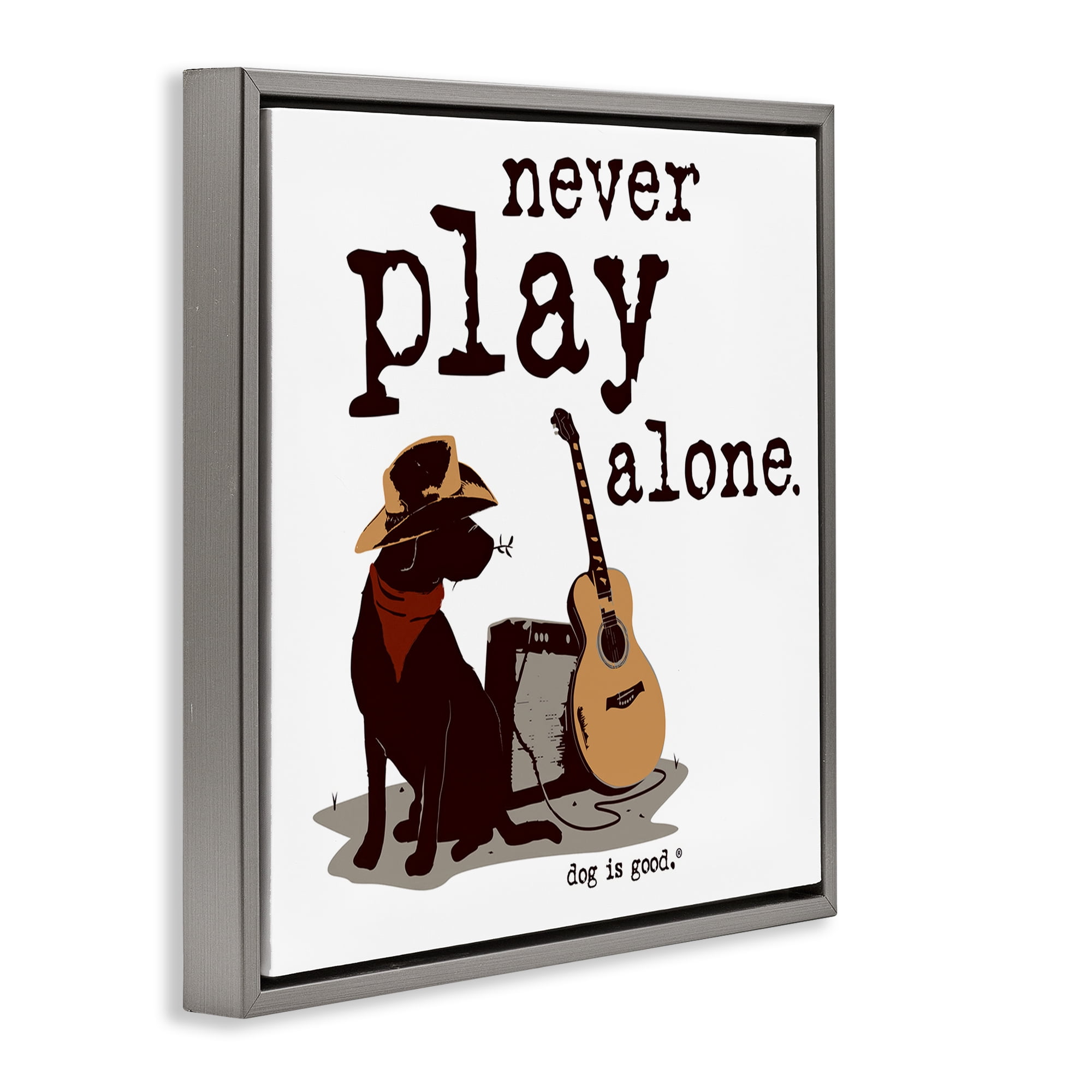 Stupell Industries Never Play Music Alone Animals Painting Gray Floater Framed Canvas Art Print Wall Art, 25 x 25