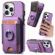 thumbnail image 1 of KAIYANG Funda para iPhone 16 Pro con textura al tacto, con tapa vertical, tarjetero y soporte para aro, color morado y multicolor, Kic, 1 of 5