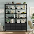 thumbnail image 5 of Bookshelf with 8 Fabric Drawers, 7-Tier Bookcase with Baffles Display Shelves,  Large Book Shelf for Living Room Home Office, Black, 5 of 16