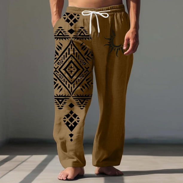 Pantalones largos para hombre, cintura elástica, transpirables, cómodos, suaves, informales, de playa, de poliéster.