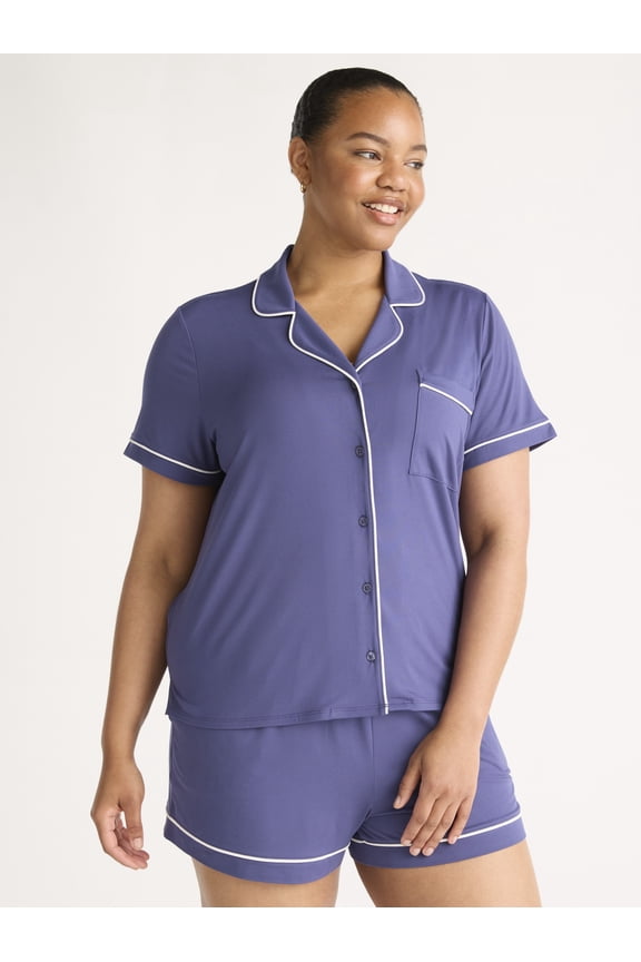 Women's Dreamy Soft Collection Notch Collar Top and Shorts Pajama Set, 2-Piece, Sizes XS-3X