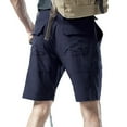 thumbnail image 4 of IYTR Mens Athletic Shorts Cargo Shorts Zipper Button Straight Leg Shorts with Pocket Casual Hiking Shorts Sweatpants Outdoor Solid Color Summer Workout Shorts (Blue,XL), 4 of 5