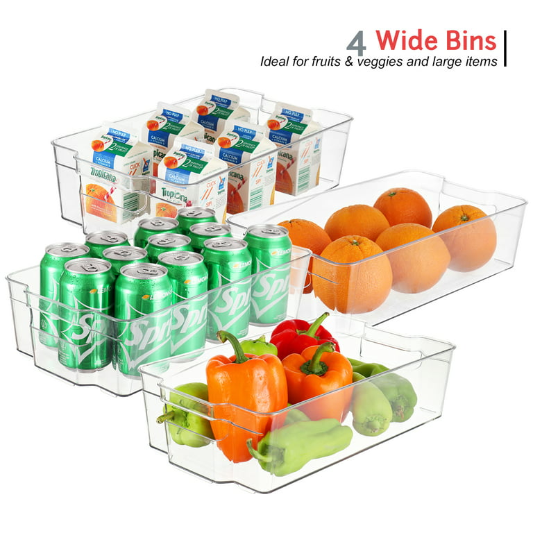 Hexa in Fridge Stackable Refrigerator Bins for Storage Set, 4 Piece , Warm Gray and Clear