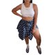 thumbnail image 2 of SAYOO, falda a cuadros con dobladillo Irregular para mujeres jóvenes, minifalda acampanada de cintura alta, falda corta plisada con nudo en la parte delantera, ropa de calle SAYOO  Ocio, 2 of 3