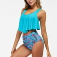 thumbnail image 7 of up to 60% off Gifts Usmixi Tankini Sets for Women 2 Pieces High Waist Tummy Control Modest Bathing Suits Sleeveless Crewneck Floral Print Swimwears Sky Blue L, 7 of 7