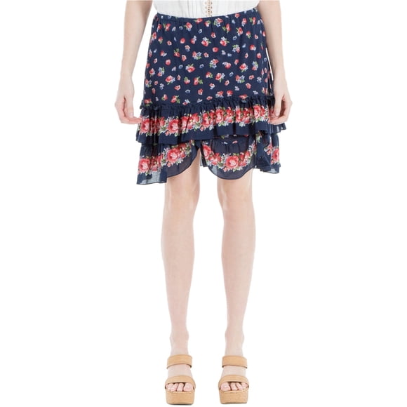 Max Studio London Womens Floral Flared Skirt, Blue, X-Small