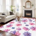 thumbnail image 2 of Large Area Rugs for Living Room Bedroom, Purple Pink Spring Floral 8'x10' Rug Washable Carpet Runner Indoor Outdoor, Summer Botanical Flower Non Slip Floor Mats Rug for Kitchen, Patio, 2 of 8