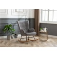 thumbnail image 2 of Guyou Modern Rocking Chair, Glider Nursery Chair with Tufted Wingback, Linen Upholstered Accent Armchair for Living Room Bedroom Nursery, Grey, 2 of 9