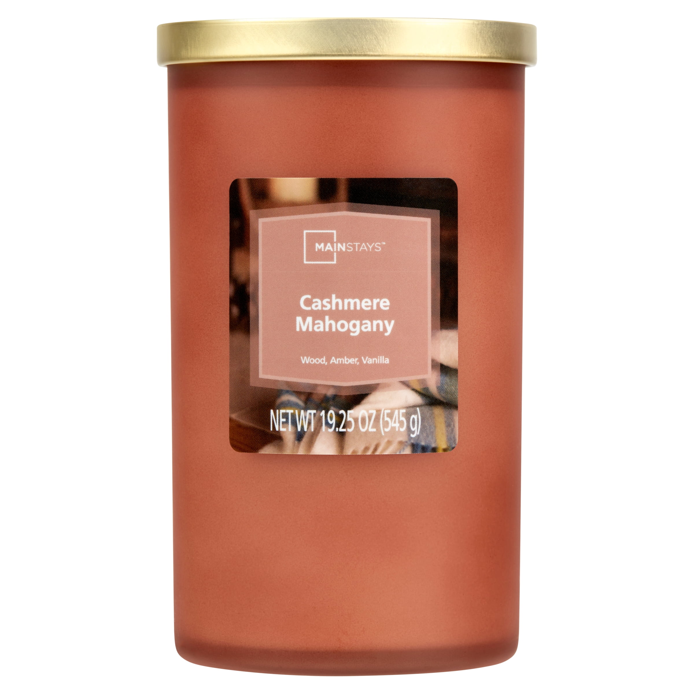 (2 pack) Mainstays Cashmere Mahogany Scented Single-Wick Frosted Jar Candle, 19.25 oz.