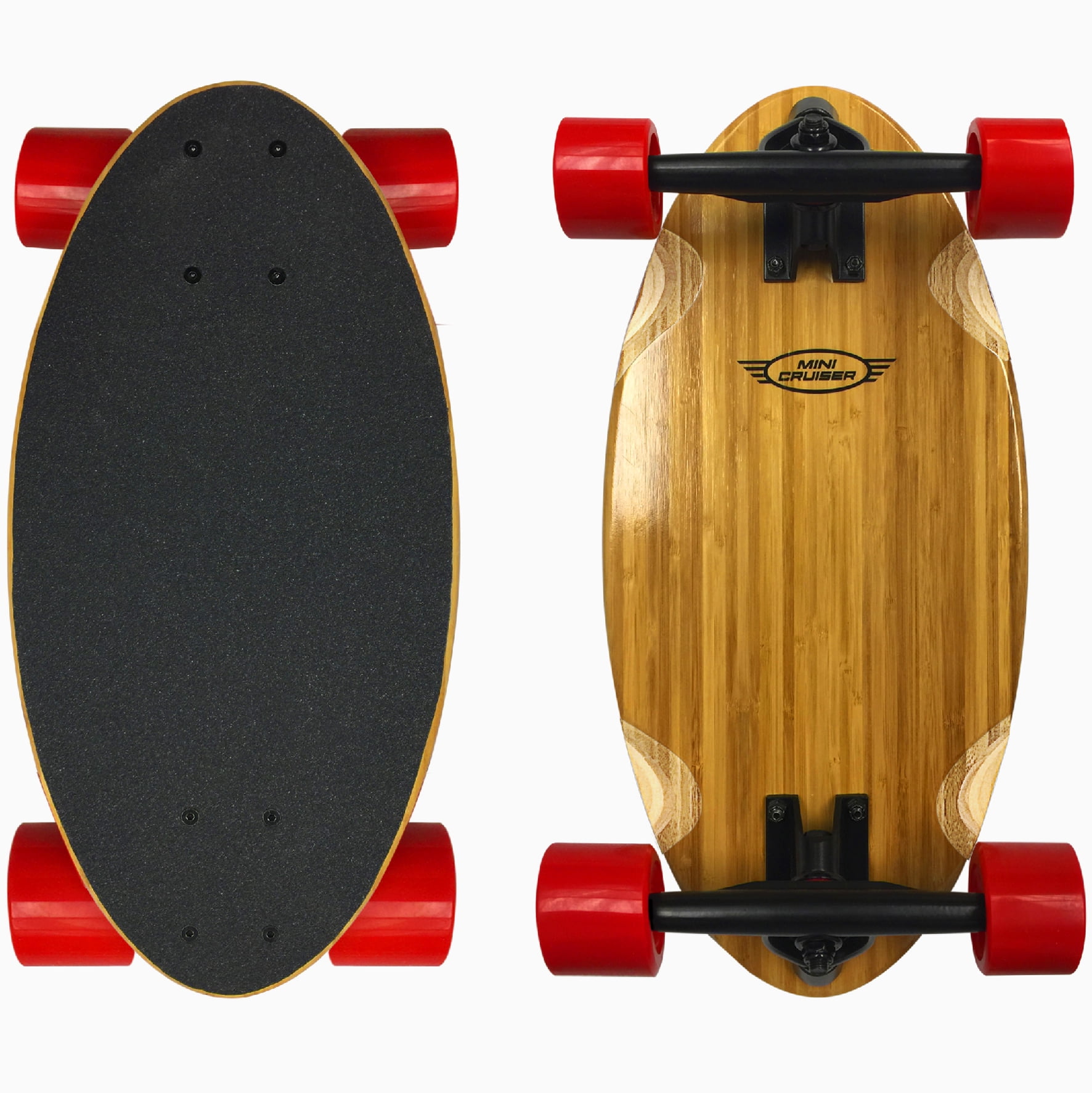 Mini Cruiser Wood Longboard Style Skateboard – Lightweight Portable – Beginners to Experts - Red