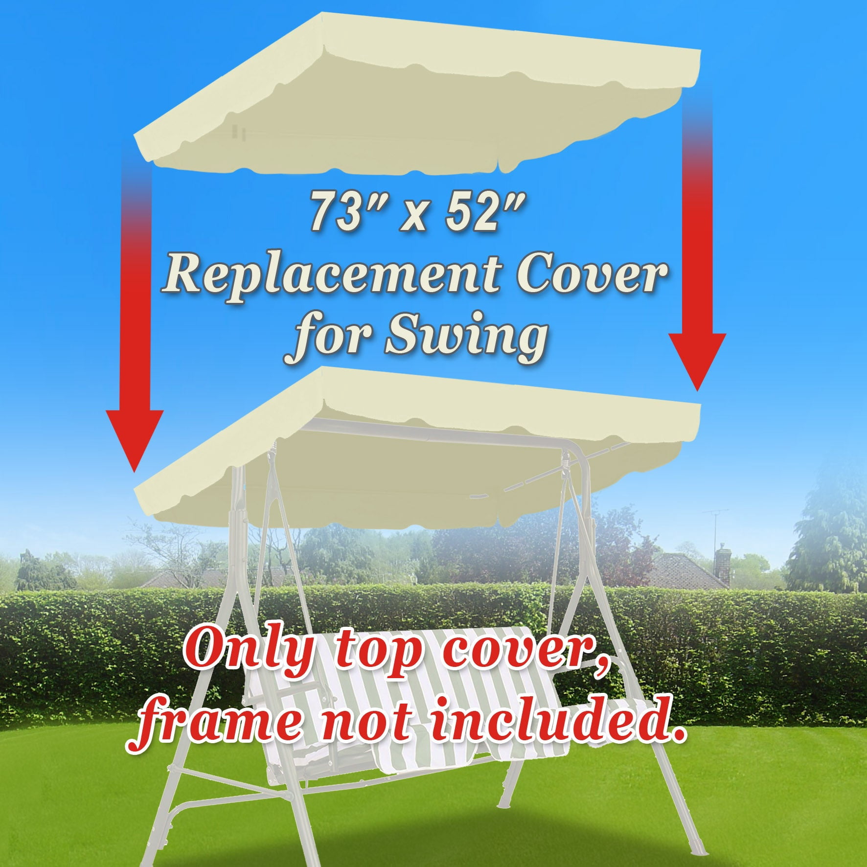 ALUVIERA Canopy ONLY Swing Chair Awning Outdoor Swing Cover Outdoor Patio Swing Canopy Replacement Porch Top Cover for Seat Furniture (73'X52', Ecru)