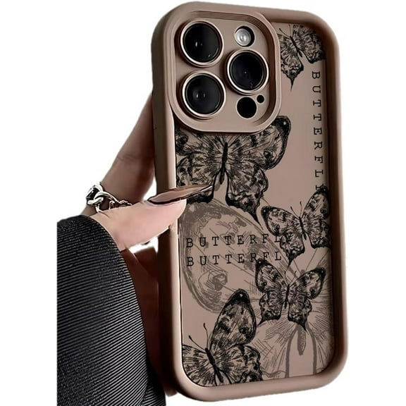 Phone Case for Women/Girls, Retro Butterfly Soft Silicone Phone Case Shockproof Bumper Back Cover Compatible with iPhone XR, Brown