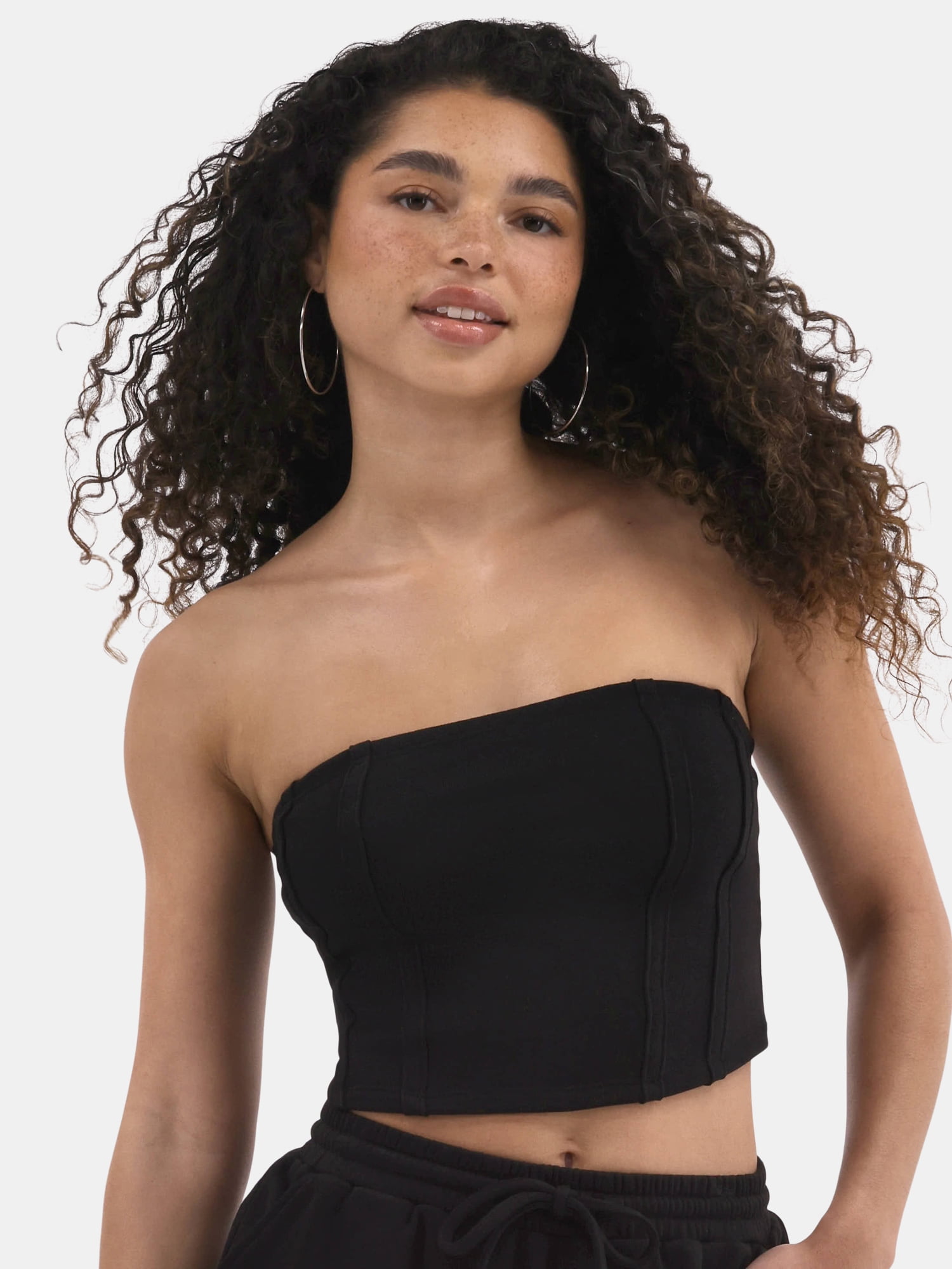 No Boundaries French Terry Tube Top and Shorts Set, 2-Piece, Women's