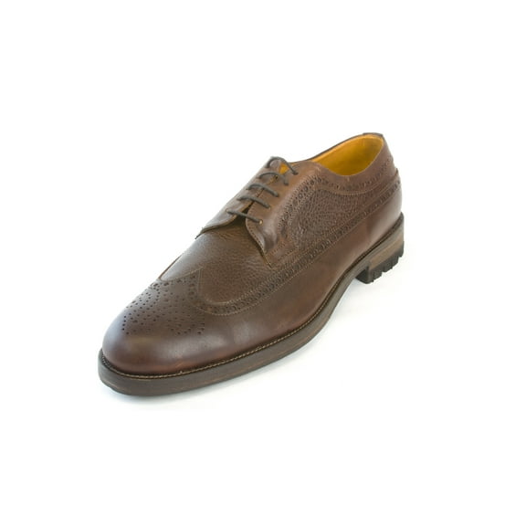 J. LINDEBERG Men's Wing-Tip Tank Leather Shoes, Dark Chocolate, 12