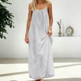 thumbnail image 4 of TaTaai Ladies Casual Loose Fit Backless Maxi Dress Solid Color Sleeveless Round Neck Loungewear with Pockets Gift, 4 of 9