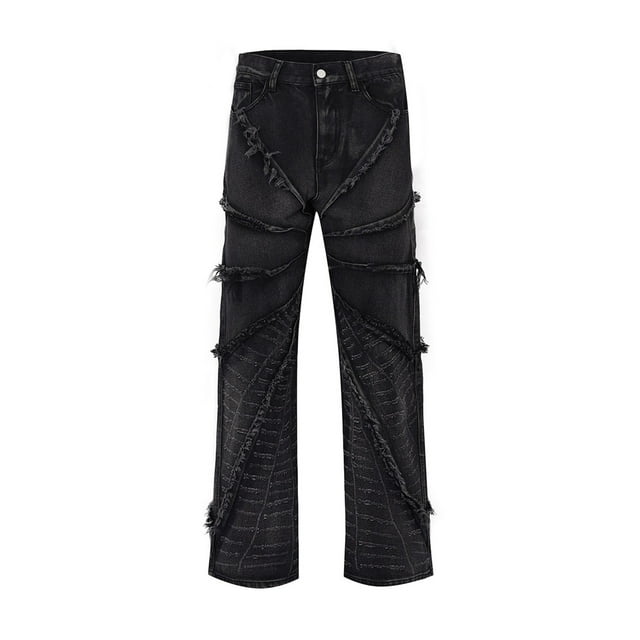 WEAIXIMIUNG Pantalon Habillé pour Homme Extensible Flex Jeans Vintage Destruction en Fourrure pour Homme Pantalons de Rue Pantalons