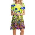 thumbnail image 1 of Puntoco Vestido De Manga Corta Para Mujer Vestido De Cuello Redondo Con Estampado Floral Vestido De Cuello Redondo De Manga Corta Color L,Regalos Para Mujer Joven, 1 of 5