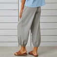 thumbnail image 5 of ABATAB Cotton Linen Pants for Women Button Lounge Harem Trousers Drawstring Elastic Waist Summer Beach Pants Outfits with Pockets, 5 of 7