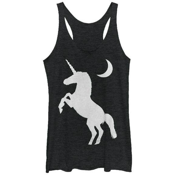 Women's Lost Gods Crescent Moon Unicorn  Racerback Tank Top Black Heather Large