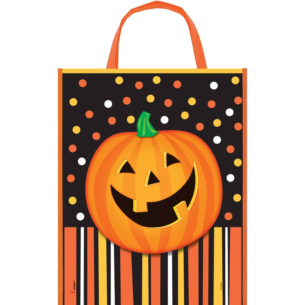 Large Plastic Smiling Pumpkin Halloween Goodie Bag - Walmart.com ...
