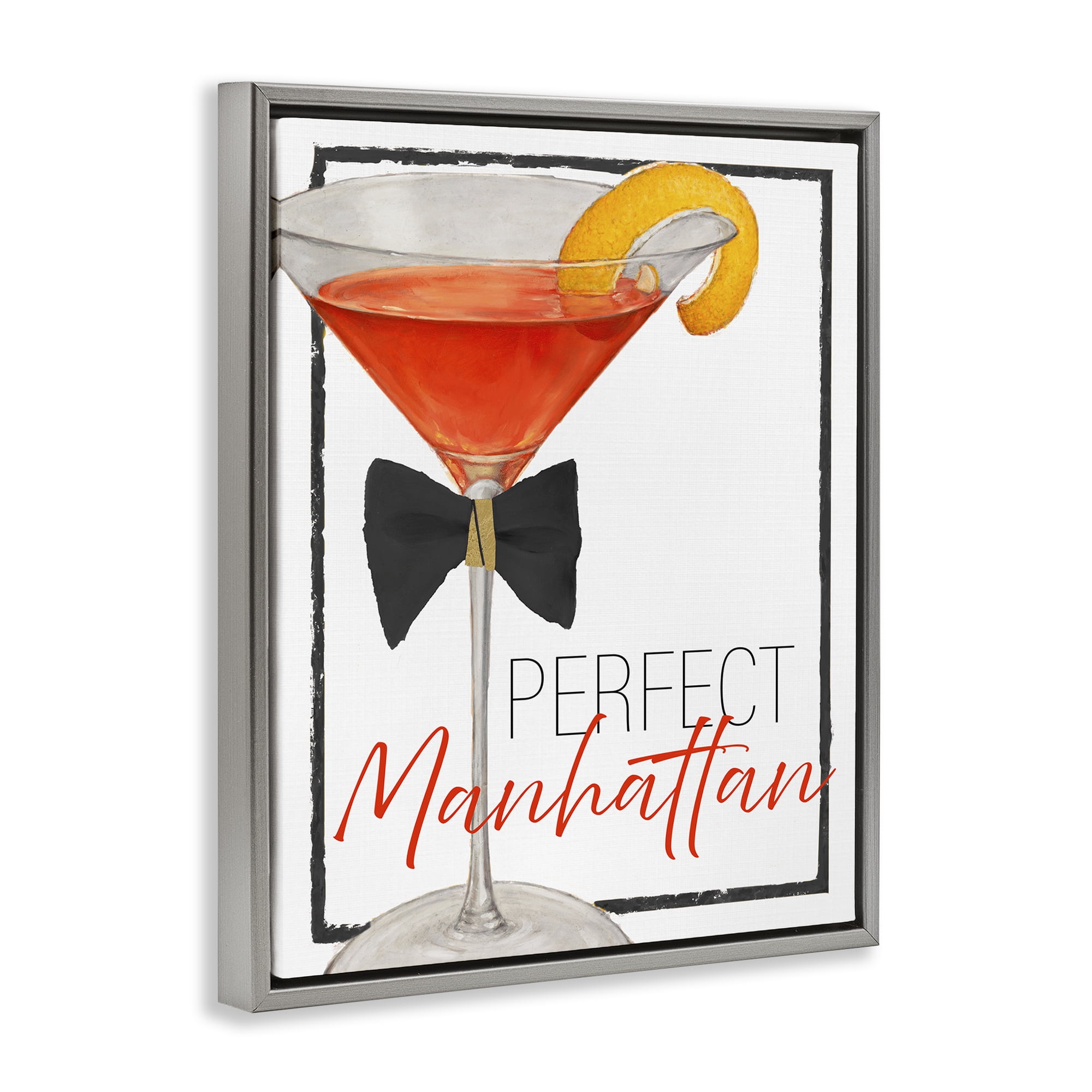 Stupell Industries Perfect Manhattan Cocktail Gray Framed Floater Canvas Wall Art, design by Lorenzo Collective