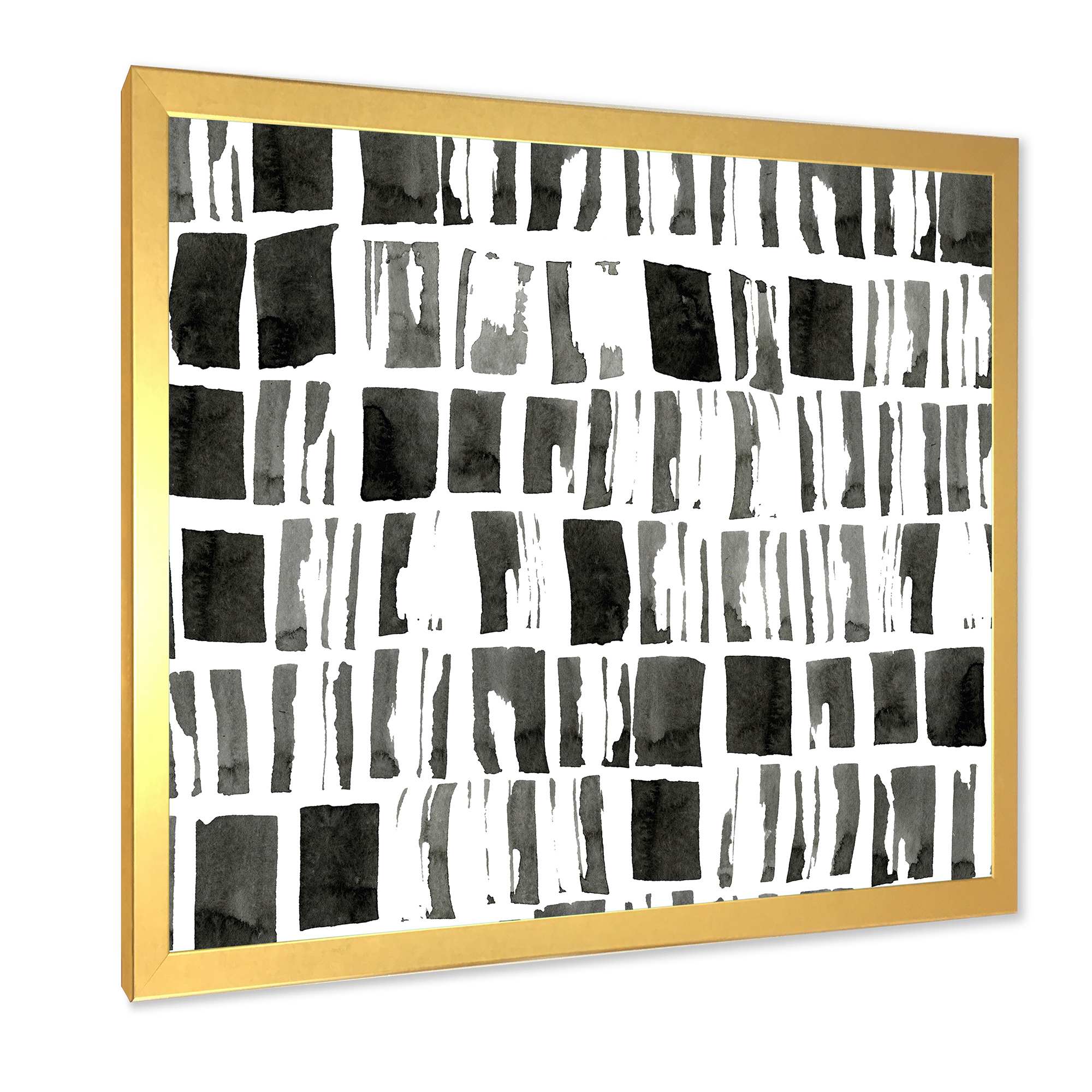 Designart 'Abstract Black and White Bricks' Modern Framed Art Print