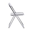 thumbnail image 3 of Transparent Folding Chair, Modern Accent Side Chair Clear Armless Chair Office Chair with Chrome Finish Steel Frame & Plastic Seat, Comfy Event Chair Outdoor Dining Chair with Powder Coated, White, 3 of 7