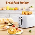 thumbnail image 5 of Aigostar tostador retro de 2 rebanadas de acero inoxidable, tostador de pan extra ancha de 1.6 pulgadas con bagel, función de cancelación, descongelación, 6 ajustes de sombra y bandeja extraíble para, 5 of 5