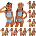 thumbnail image 2 of CCRFTGI Girls Swimsuit Size 7 2 Piece Set Swim Vacation Bikinis Beach Holiday Girls Bathing Suit Summer Cute Plaid Girls Fashion Swim Suit Kids Bikini Swimwear Purple 7-8 Years, 2 of 9