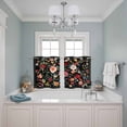 thumbnail image 3 of Watercolor Flowers Kitchen Curtains Small Short 39 Inch Length, Farmhouse Floral Vintage Black Grommet Top Bedroom Living Room Curtains, Light Filtering Cafe Curtain Drapes 2 Panels Set 55''x39'', 3 of 9
