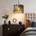 thumbnail image 5 of Linen Drum Lampshades Sunset Beach Palm Tree Ocean Waves Watercolor Coastal 13"x13"x10" Light Shade for Table Lamps Floor Lamp Shades Lampshade Replacement Assembly Required, 5 of 8