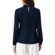 thumbnail image 3 of CAMISA DE CHIFFON CHIC INSPIRADA PARA MUJERES, OFICINA, CUELLO ALTO, MANGA LARGA, BLUSA XS AZUL OSCURO, 3 of 5