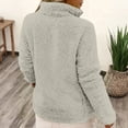 thumbnail image 4 of Quarter-Zip Pullover, Women Sherpa Fleece Jacket, Soft Half Zip Sweatshirt with Pocket, Cozy Soft Fluffy Sweaters, Comfortable Versatile Cloth, Must-have for Home Daily Use, Beige L, 4 of 5
