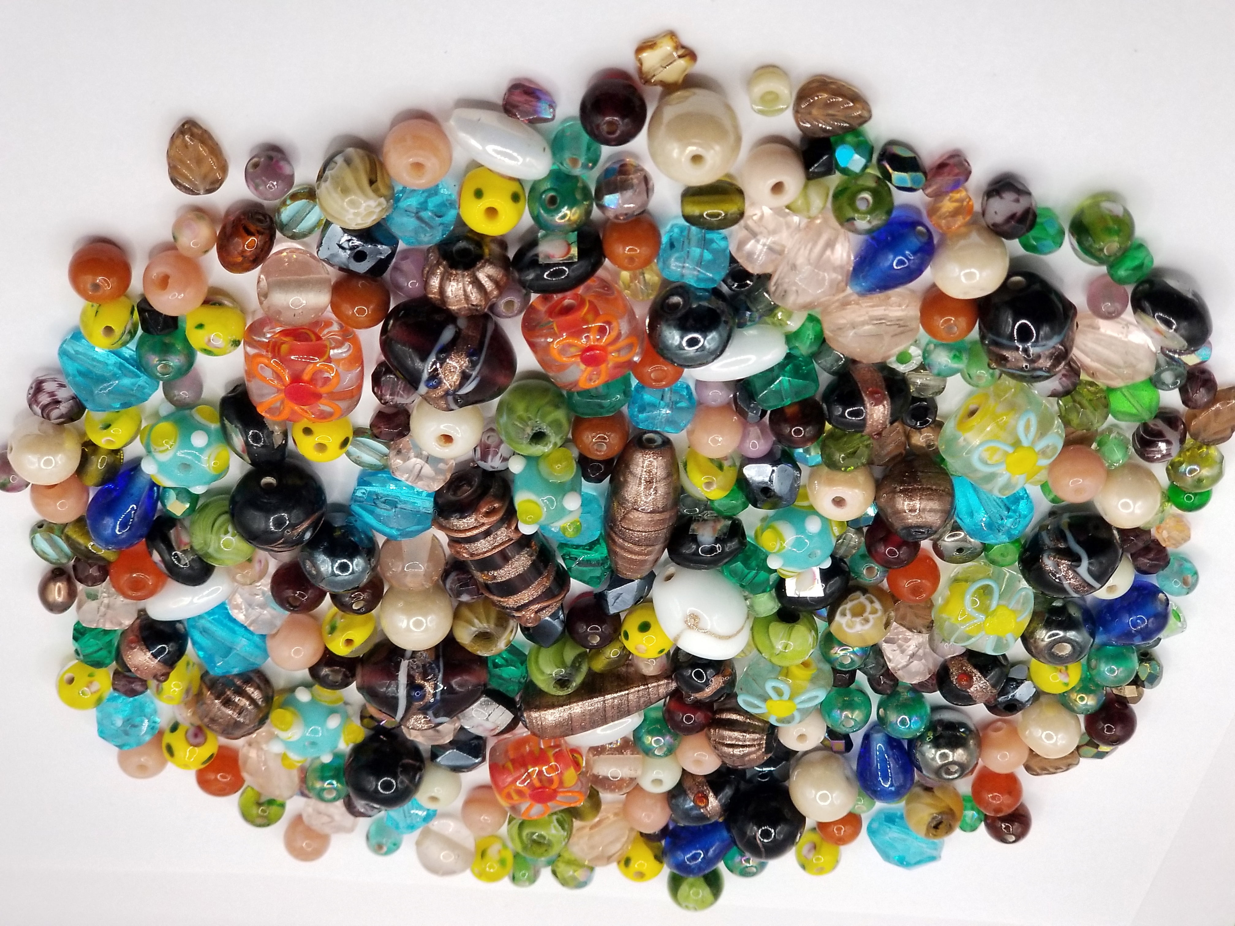Assorted Glass Beads for Jewelry Making, DIY Lamp Work, Arts and Crafts,  and Decorative Hobby Artistry, Colorful Crystal Assortment Bulk Mix,  4-18mm, One Pound 