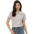 thumbnail image 1 of INSPIRE CHIC Blusa con estampado floral retro con cuello Peter Pan para mujer Rosa L, 1 of 5