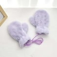 thumbnail image 2 of Bmisegm Kids Warm Gloves Korean Style Solid Color Children Mitten Glossy Plate Thickened Neck Hanging Cold Season Purple, 2 of 5