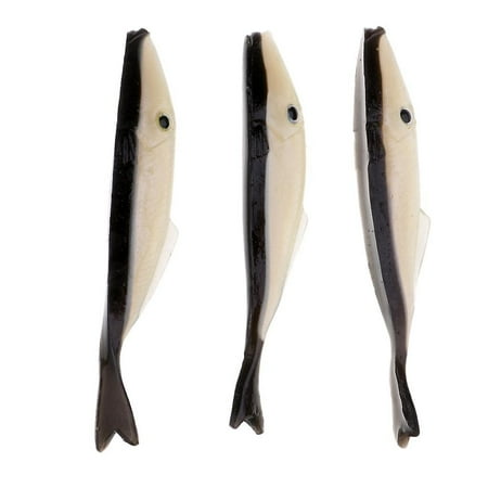 3pcs Soft Fishing Lure Worm Swim Crank Bait Bass Trout Shad Fish Lure Black